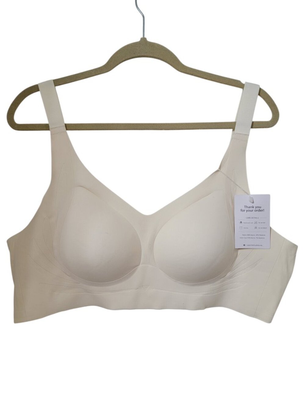 Lushfitting Size 6XL Ivory/Cream Wireless Bra, NEW with Tag